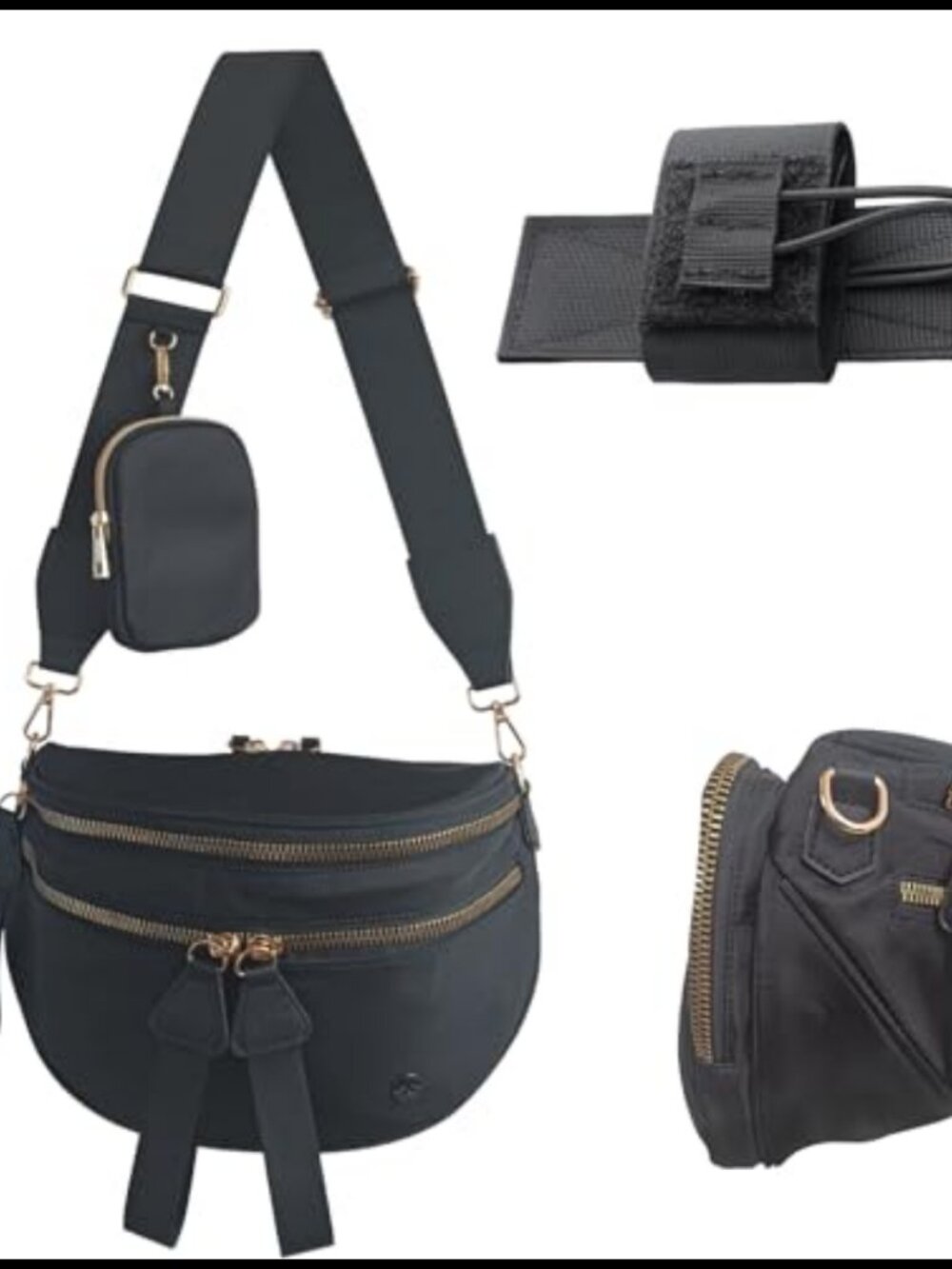 Faux Leather Nylon Concealed Carry Fanny Pack RFID Crossbody